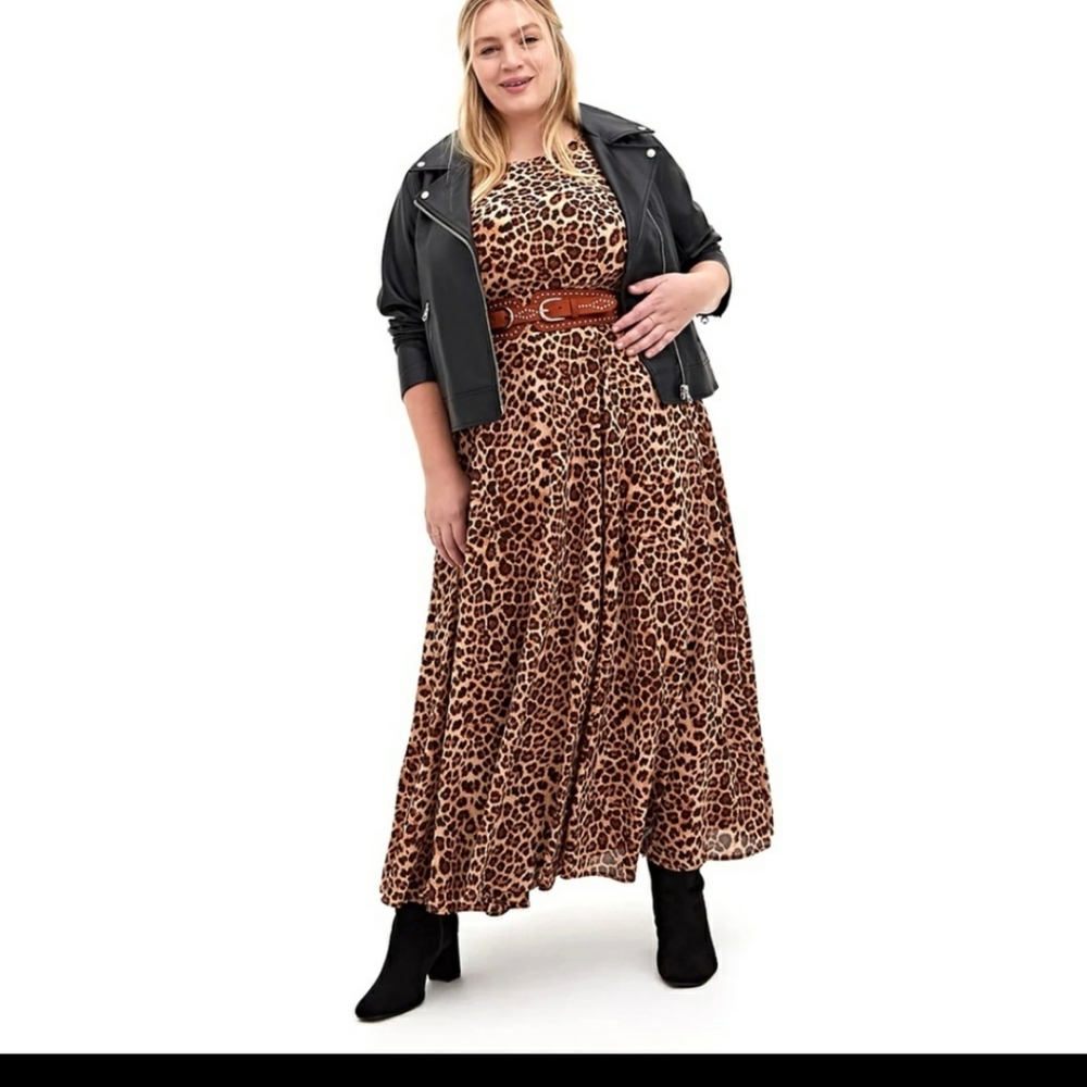 Torrid Leopard Print Chiffon Maxi Dress